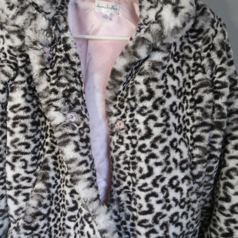 CHASING FIREFLIES - FAUX FUR - ANIMAL PRINT JACKET - SIZE 12 - Picture 5 of 5